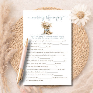 Cowboy Baby Shower Quiz Nursery Rhymes Game