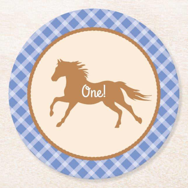 Cowboy Baby Shower Round Paper Coaster (Front)