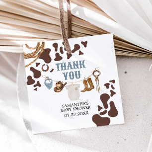 Cowboy Baby Shower Square Favour Tags
