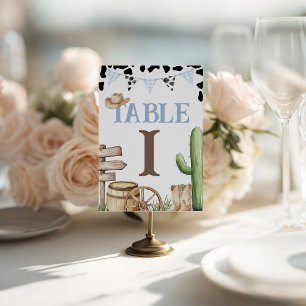 Cowboy Baby Shower Table Numbers Pedestal Sign