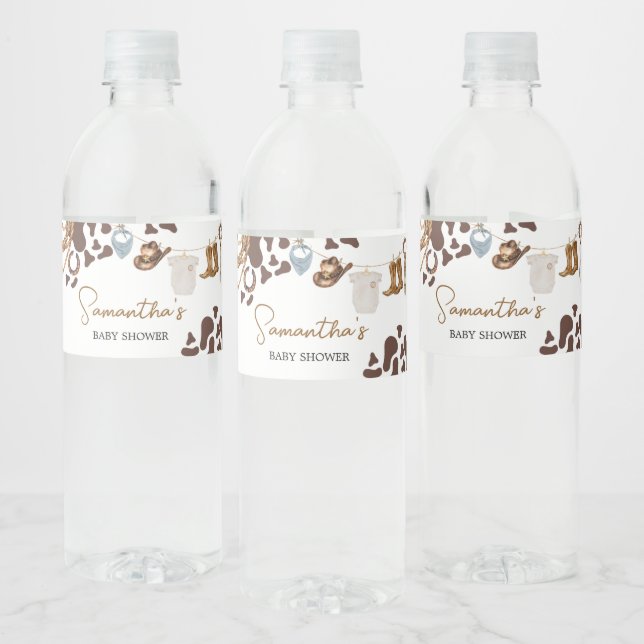 Cowboy Baby Shower  Water Bottle Label (Bottles)