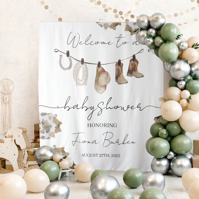 Cowboy Baby Shower Welcome Sign. Tapestry (Creator Uploaded)