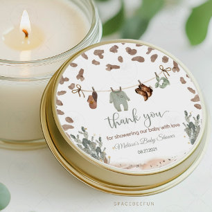 Cowboy Baby Shower Western  Classic Round Sticker