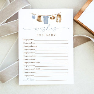 Cowboy Baby Shower Wishes for Baby Game Card