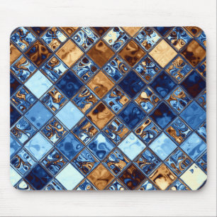 Cowboy Bandanna Blue Mosaic Pattern Original Art Mouse Pad