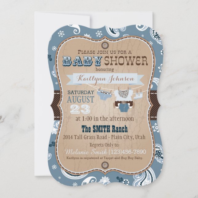Cowboy Bandanna Jumper Baby Shower Invitation (Front)