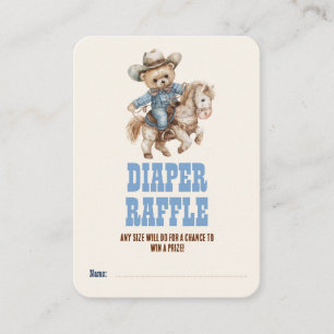 Cowboy Bear on Horse Diaper Raffle Baby Shower  Enclosure Card