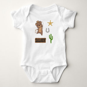 Cowboy Bear Saloon Western Stickerset Baby Bodysuit