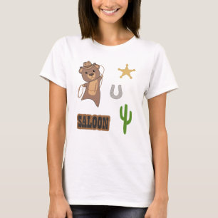 Cowboy Bear Saloon Western Stickerset T-Shirt