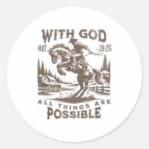 Cowboy Bible Scripture Verse Western Jesus For Men Classic Round Sticker