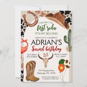 Cowboy Birthday 2nd Rodeo Birthday Party Invitation