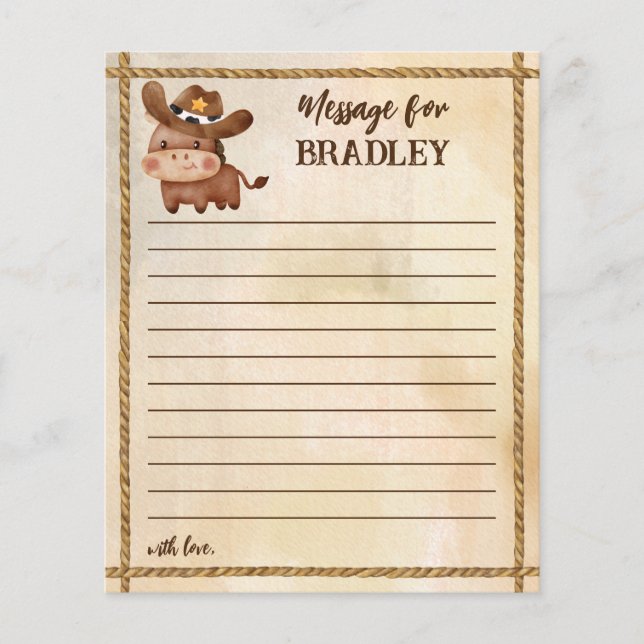 Cowboy birthday first rodeo time capsule card (Front)