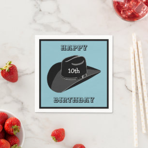 Cowboy birthday hat napkin
