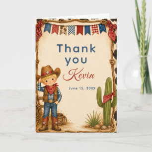 Cowboy Birthday Hoedown Party Thank You Card