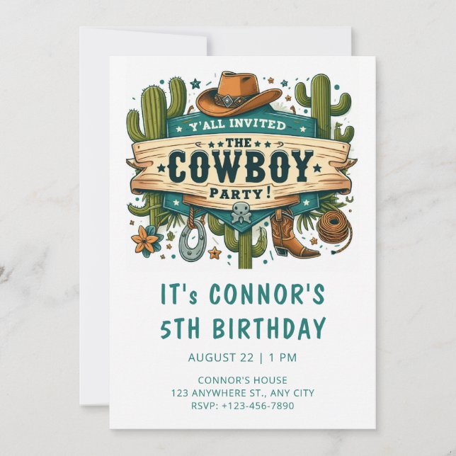 Cowboy Birthday Invitation (Front)