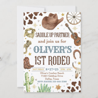 Cowboy Birthday Invitation, 1st Rodeo Invitation