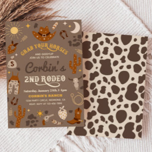 Cowboy Birthday Invitation   2nd Rodeo Invitation