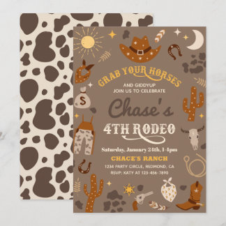 Cowboy Birthday Invitation | 4th Rodeo Invitation