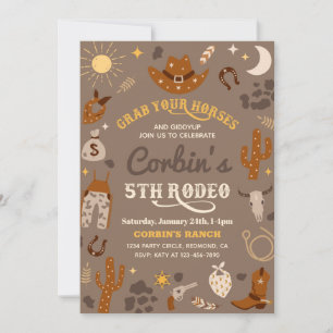Cowboy Birthday Invitation   5th Rodeo Invitation