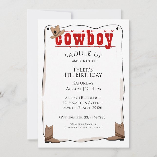 Cowboy Birthday Invitations (Front)