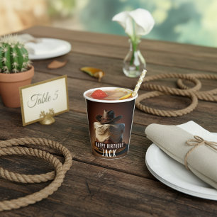 Cowboy Birthday Paper Cup – Rustic Western Cake