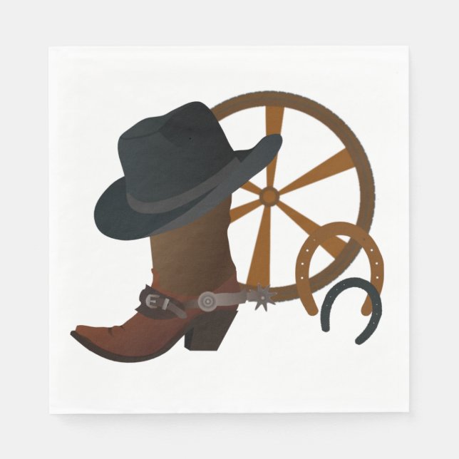 Cowboy Birthday Party Boot Scottin Napkin (Front)