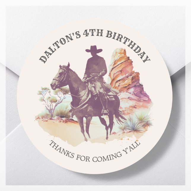 Cowboy Birthday Party Favour Stickers (Creator Uploaded)