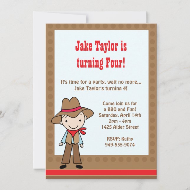 Cowboy Birthday Party Invitation (Front)