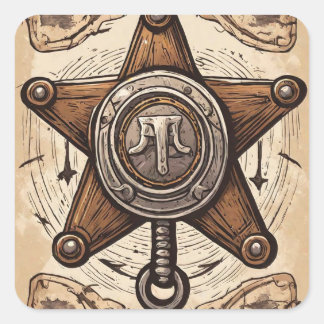 Cowboy Birthday Party - Sheriff Square Sticker