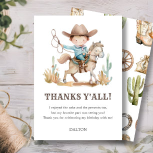 Cowboy Birthday Party Thank You Card
