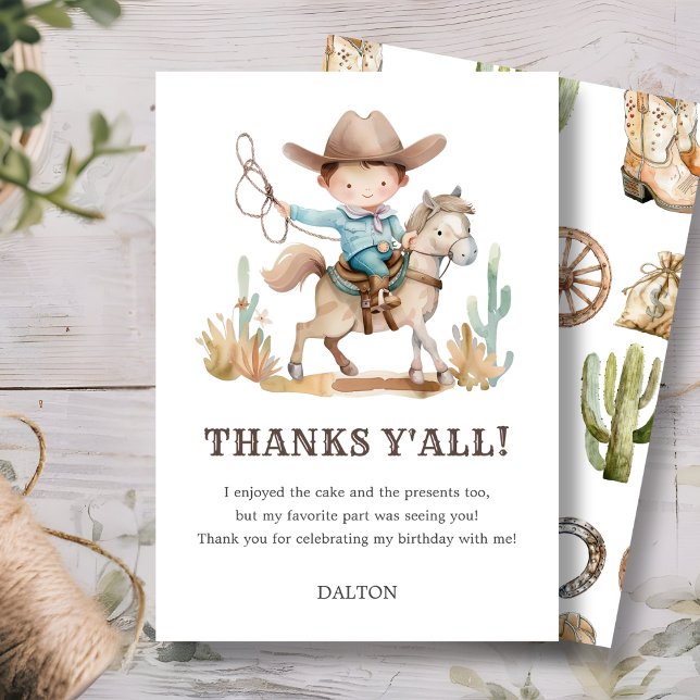 Cowboy Birthday Party Thank You Card (Creator Uploaded)
