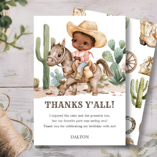 Cowboy Birthday Party Thank You Card