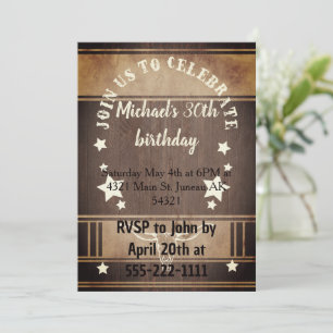 Cowboy birthday party trophy invitation