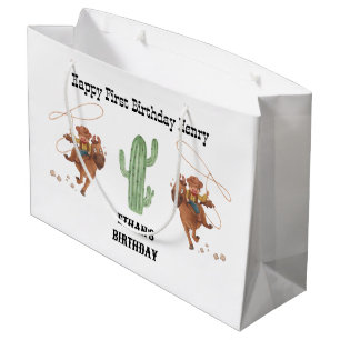 Cowboy Birthday Rodeo Party Large Gift Bag
