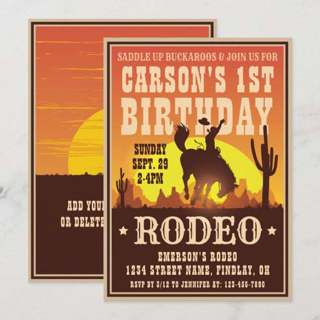 Cowboy Birthday Rodeo Poster Party, Any Age Invitation (Front/Back)
