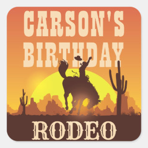 Cowboy Birthday Rodeo, Wild West, Happy Birthday Square Sticker