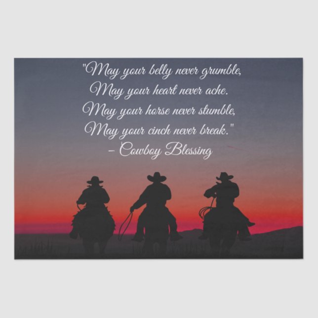 Cowboy Blessing Horse Silhouette Tissue Paper (Front)