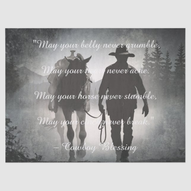 Cowboy Blessing Horse Silhouette Tissue Paper (Front)