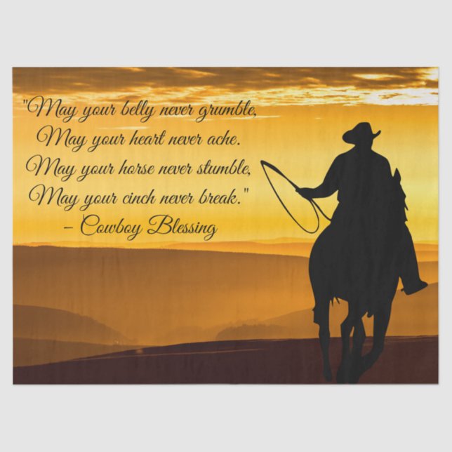 Cowboy Blessing Horse Silhouette Tissue Paper (Front)
