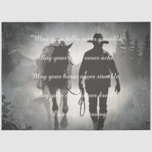 Cowboy Blessing Horse Silhouette Tissue Paper