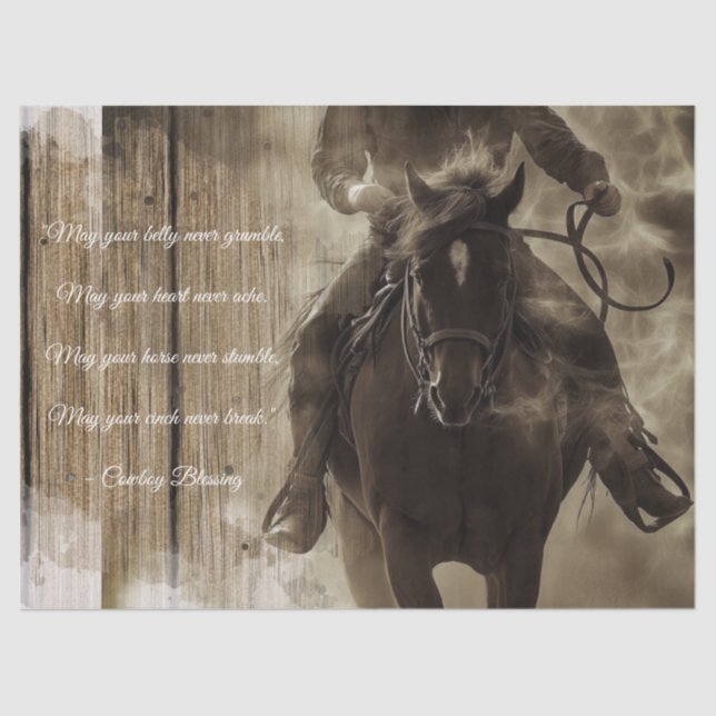 Cowboy Blessing Western Man Horse Tissue Paper (Front)