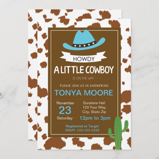 Cowboy Blue Baby Shower Invitation (Front/Back)