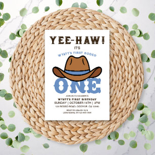 Cowboy Blue First Rodeo First Birthday Invitation