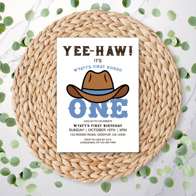Cowboy Blue First Rodeo First Birthday  Invitation (Creator Uploaded)