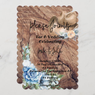 Cowboy blue floral bridal shower invitation 