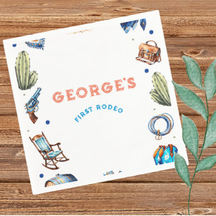 Cowboy Blue Western Wild West Birthday  Napkin