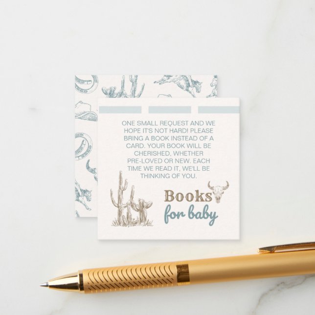 Cowboy Books For Baby Insert Enclosure Card (Front/Back In Situ)