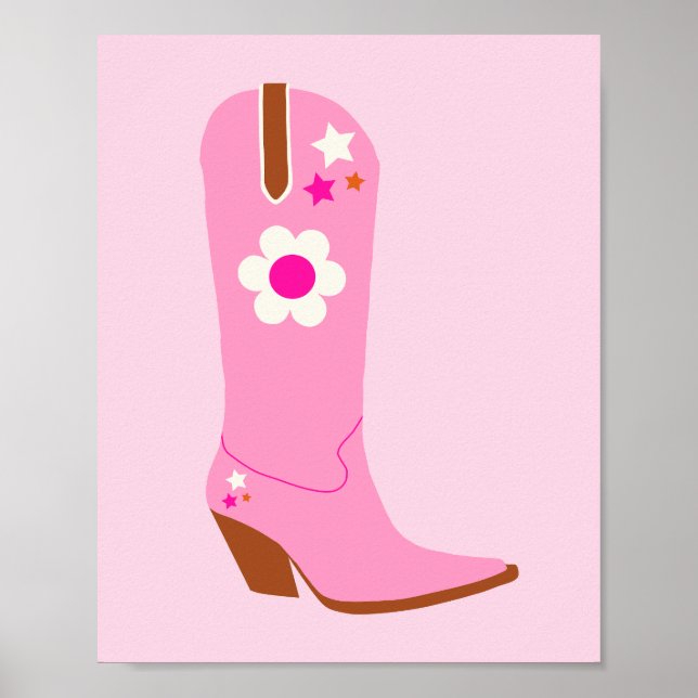 Cowboy Boot 01 Pink Preppy Boots Poster (Front)