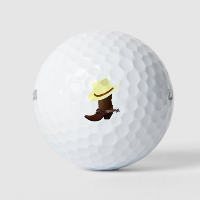 Cowboy boot and hat illustration golf balls (Front)