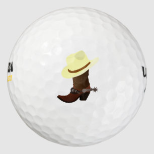 Cowboy boot and hat illustration golf balls